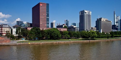 Frankfurtas, Pagrindinis, Centras, Upė, Miesto Centras, Tiltas, Frankfurtas Yra Pagrindinė Vokietija, Panorama