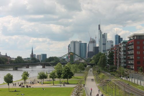 Frankfurtas Yra Pagrindinė Vokietija, Panorama, Pagrindinis, Vaizdas, Dangoraižis, Dangoraižiai