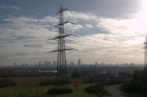 Frankfurtas Yra Pagrindinė Vokietija, Panorama, Sustiprinti, Energijos Revoliucija, Ekonomika, Debesys, Atgal Šviesa, Dangus, Infrastruktūra, Saulė, Energija