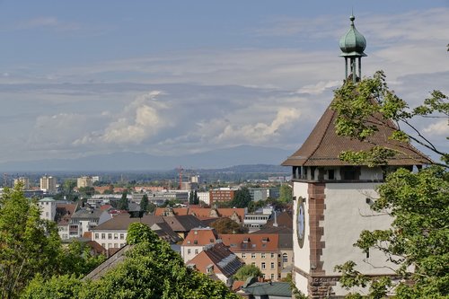 Freiburg,  Juodasis Miškas,  Schwabentor,  Debesys,  Miestas,  Idiliškas,  Lapai,  Architektūra,  Panorama
