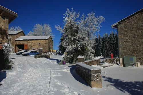 Prancūzų Kalba, Kaimas, Namas France, Sniegas, Žiema, Auvergne