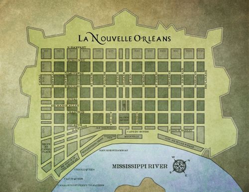 Prancūzų Kvadratas, Luiziana, Naujasis Orleanas, Žemėlapis