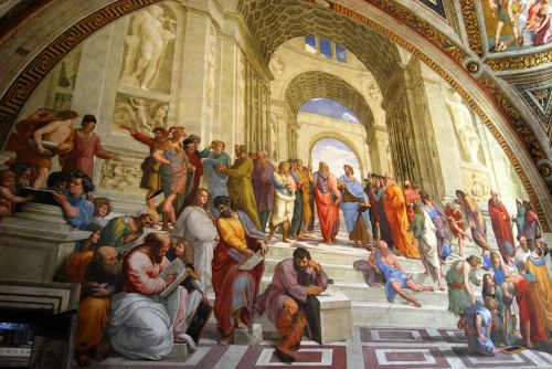 Freska, Vatikanas, Vatikano Muziejai, Filosofai, Aristotelis, Plato, Kambario Parašas, Atėnų Mokykla