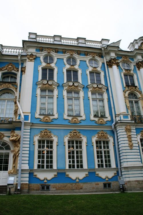 Rūmai,  Grand,  Balta & Nbsp,  Mėlyna,  Puikus,  Turtas,  Rūmų Priekis,  Tsarskoe Selo