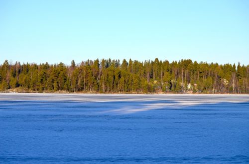 Užšalęs Ežeras,  Miškas,  Ledas,  Sušaldyta,  Ežeras,  Gamta,  Kraštovaizdis,  Sniegas,  Mėlynas,  Ankstyvas Pavasaris,  Finland,  Be Honoraro Mokesčio