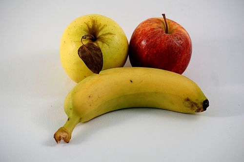 Vaisiai, Obuoliai Ir Bananai, Galia, Raudona, Bananas, Geltona, Maistas, Desertas