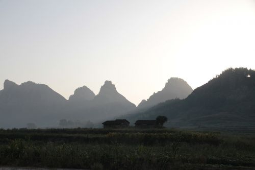Fujian, Citylink, Anksti Rytą, Miglotas Kelias, Kalnas, Siluetas