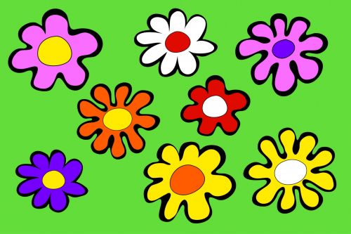 Iliustracijos,  Clip & Nbsp,  Menas,  Iliustracija,  Grafika,  Animacinis Filmas,  Įnoringas,  Gėlės,  Gėlių,  Augalai,  Žiedlapiai,  Botanikos,  Daisy,  Rozės,  Fonas,  Funky Gėlės