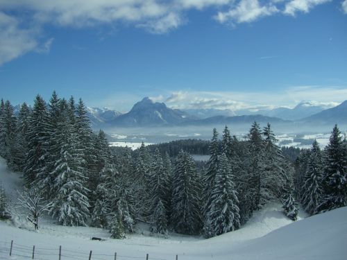 Füssener Land, Alpių, Žiema, Smailės Vaizdai, Alpių Panorama, Pasivalu, Sniegas