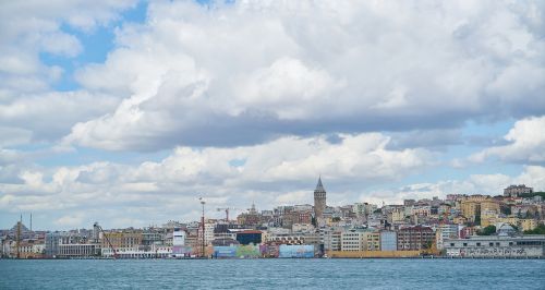 Galata Bokštas, Istanbulas, Turkija, Kraštovaizdis, On, Kompozicija, Perspektyva, Pakrantė, Pastatas, Gražus, Architektūra, Pastatai, Debesys, Miesto Centras, Kelionė, Miestas, Galata Tiltas, Dangus, Taika, Jūrų, Senas