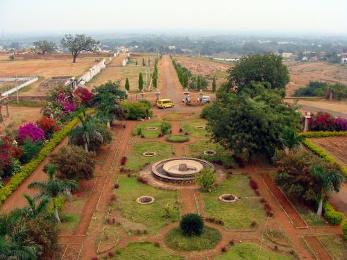 Sodas, Vaizdas, Flora, Medžiai, Fasadas, Patvaldhan Rūmai, Jamkhandi, Karnataka, Indija