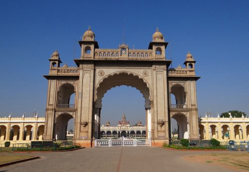 Vartai, Mysore Rūmai, Architektūra, Orientyras, Įėjimas, Struktūra, Istorinis, Kelionė, Indo-Saracenic, Mysuru, Karnataka, Indija