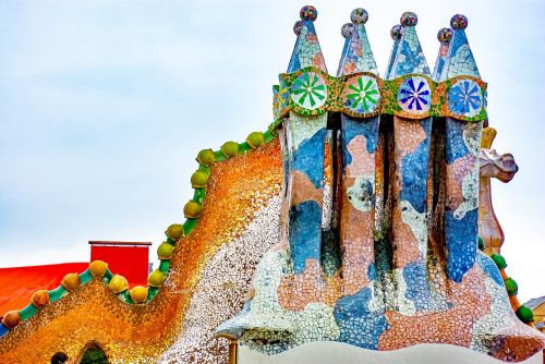Gaudi, Pastatas, Barcelona, Casa Batllo, Stogas, Mozaika, Katalonų, Ispanija, Meno