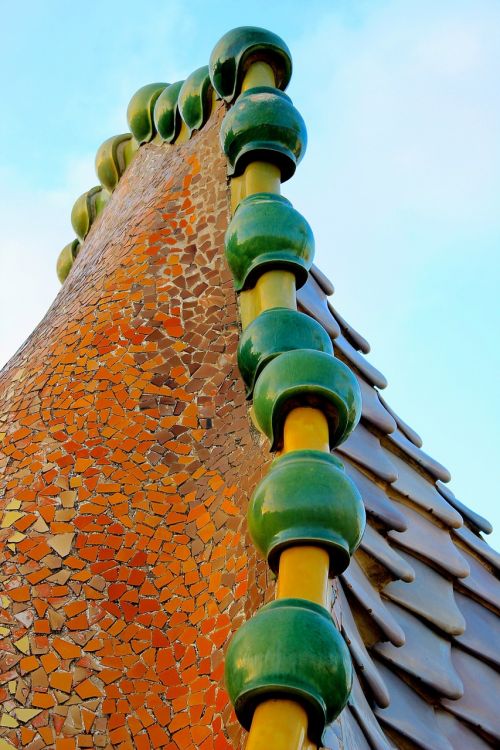 Gaudí, Mozaika, Casa Batlo, Barcelona, Katalonija, Architektūra
