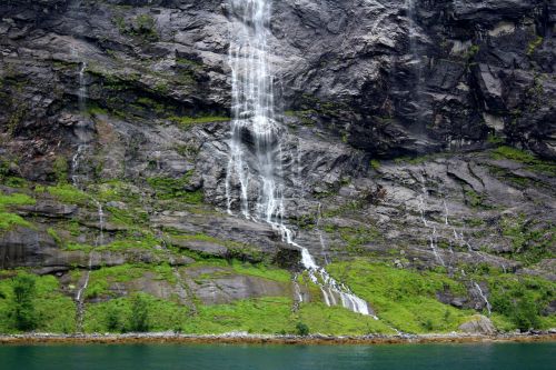 Septynių Seserų Krioklys, Geiranger, Norvegų Fjordas, Norvegija, Srautai, 250 Metrai