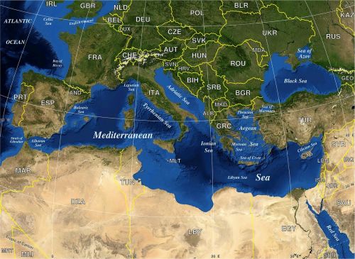 Geografija, Žemėlapis, Viduržemio Jūros, Jūra, Europa, Politinis, Šalyse, Mokykla, Švietimas, Nemokama Vektorinė Grafika