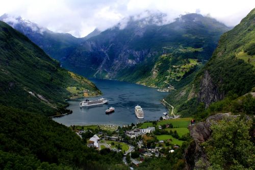 Geiranger, Panoraminis, Fjordas, Norvegija