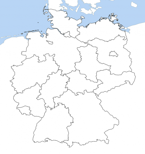 Vokietijos Žemėlapis, Visos Provincijos, Sausumos Sienos, Untitled, Vokietija, Balta