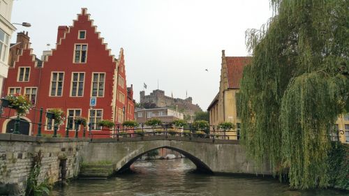 Gentas, Riverside, Gent, Belgija, Kanalas, Tiltas, Architektūra