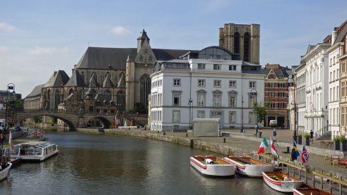 Gentas, Belgija, Gent, Kanalas, Architektūra, Miesto Panorama