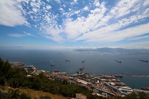 Gibraltaras,  Uosto,  Laivai,  Jūra,  Dangus