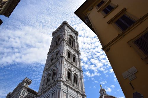 Giotto, Florencija, Toskana, Duomo, Kampanelis, Architektūra, Paminklas, Giotto Varpinė, Debesys, Italy