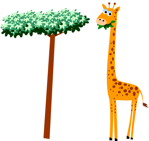 Žirafa, Kaklas, Animacinis Filmas, Laukinė Gamta, Safari, Gyvūnas, Valgymas, Kaklą, Afrika