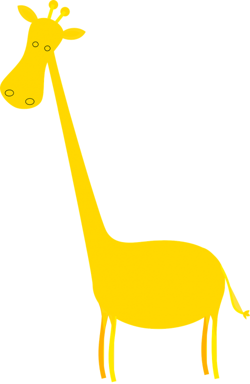 Žirafa, Geltona, Mielas, Animacinis Filmas, Kūdikis, Nemokama Vektorinė Grafika