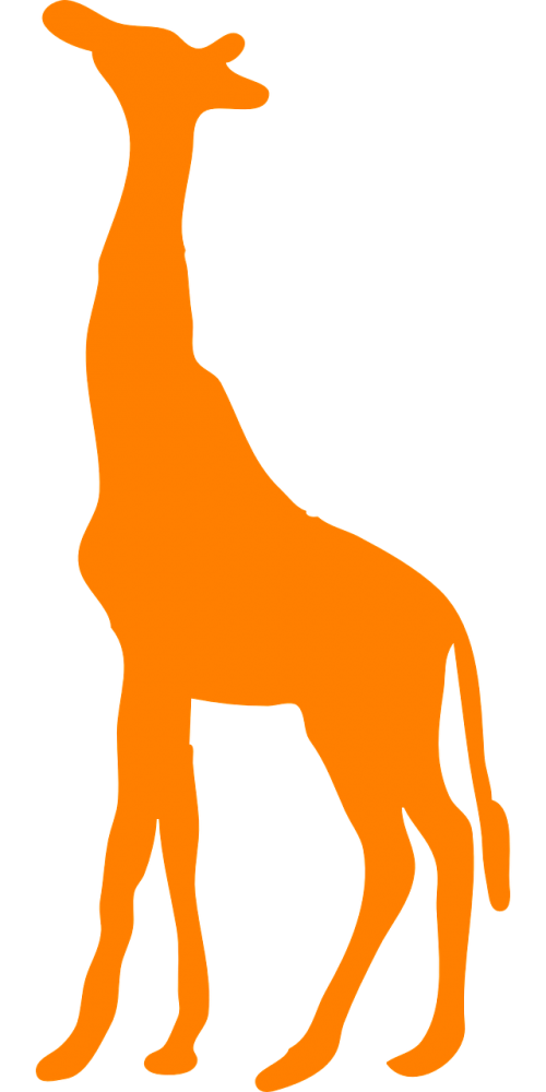 Žirafa, Gyvūnas, Žinduolis, Siluetas, Ieškoti, Oranžinė, Nemokama Vektorinė Grafika