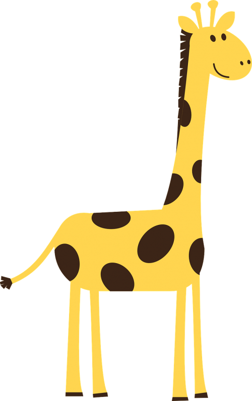 Žirafa, Gyvūnas, Laukiniai, Gamta, Afrika, Žinduolis, Zoologijos Sodas, Aukštas, Draugiškas, Komiksas, Animacinis Filmas, Geltona, Dėmės, Nemokama Vektorinė Grafika