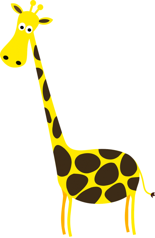 Žirafa, Gyvūnas, Žinduolis, Geltona, Ruda, Dėmės, Apskritimai, Laukinė Gamta, Aukščiausias, Ilgas Kaklas, Kūdikis, Nemokama Vektorinė Grafika