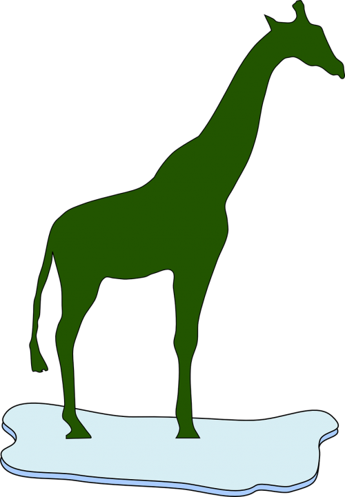 Žirafa, Žalias, Siluetas, Ledas, Gyvūnas, Žinduolis, Nemokama Vektorinė Grafika