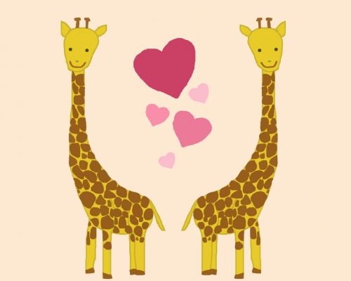 Žirafa,  Meilė,  Širdis,  Saldus,  Animacinis Filmas,  Iliustracija,  Meilės Žirafos