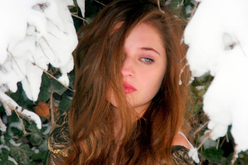 Mergaitė, Portretas, Mėlynos Akys, Šviesiaplaukis, Sniegas, Žiema