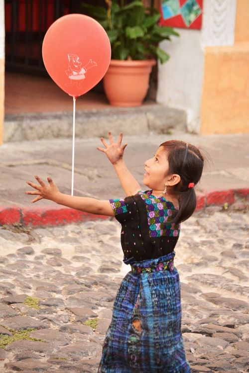 Mergaitė, Balionas, Plaza, Laimingas, Antigua Guatemala, Žaisti