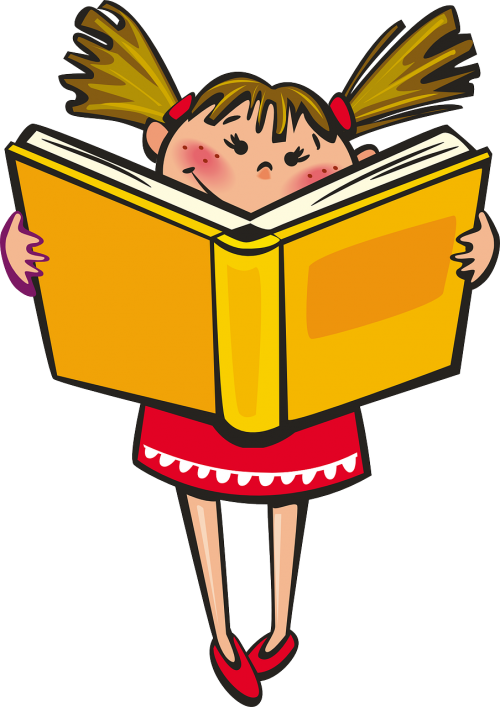 Mergaitė, Knyga, Mokykla, Skaitymas, Mokymasis, Laimingas, Nemokama Vektorinė Grafika