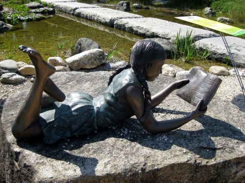 Mergaitė, Skaityti, Sodas, Parkas, Statula, Bronza, Skulptūra