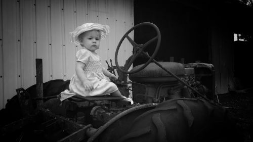 Mergaitė, Mažas, Jaunas, Traktorius, Juoda Ir Balta, Belizas, Ispanų Lookout