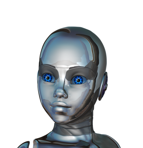Mergaitė, Moteris, Veidas, Akys, Iš Arti, Robotas, Cyborg, Android, Robotų Technika, Ateitis, Dirbtinis Intelektas, Mėlynas, Sidabras, Izoliuotas, Sci-Fi, Mokslinė Fantastika