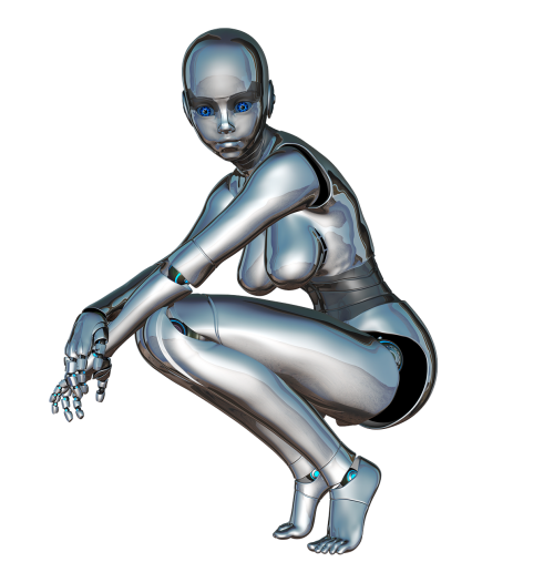 Mergaitė, Moteris, Veidas, Kelia, Pusė, Robotas, Cyborg, Android, Robotų Technika, Ateitis, Dirbtinis Intelektas, Mėlynas, Sidabras, Izoliuotas, Sci-Fi, Mokslinė Fantastika