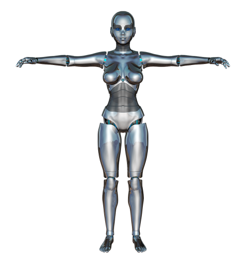 Mergaitė, Moteris, Priekinis, Robotas, Cyborg, Android, Robotų Technika, Ateitis, Dirbtinis Intelektas, Mėlynas, Sidabras, Izoliuotas, Sci-Fi, Mokslinė Fantastika