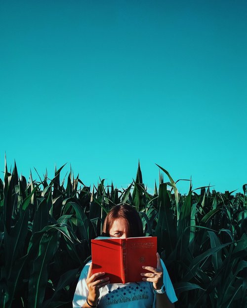 Mergina,  Knyga,  Kukurūzai