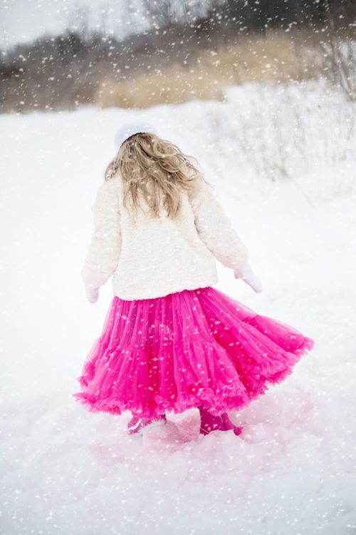 Mergaitė, Maža Mergaitė, Sniegas, Tetu, Pink Tatu Žiema