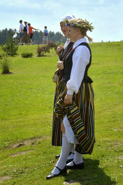 Mergaitės, Liaudies Kostiumai, Moterys, Etninis, Vasara, Tradicijos, Latvia, Europa