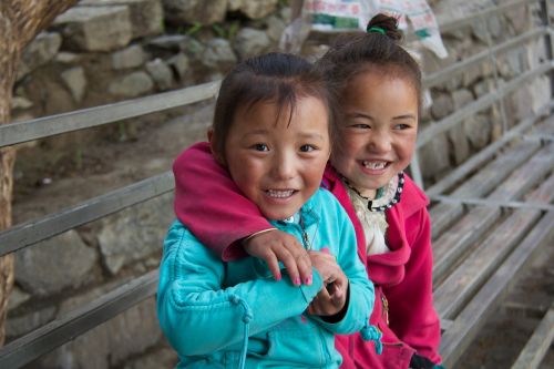 Mergaitės, Tibetas, Vaikai, Laimingas, Šypsena, Vaikai, Nepalas, Asian
