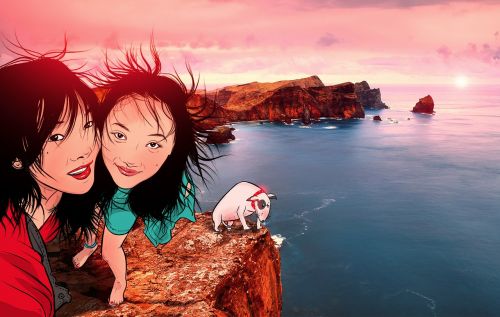 Mergaitės, Jūra, Gražus, Kranto, Animacinis Filmas