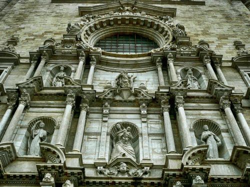 Girona, Ispanija, Katedra, Bažnyčia, Fasadas, Orientyras, Istorinis, Hdr, Ornate, Dekoratyvinis