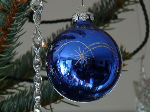 Stiklo Rutulys, Kalėdinis Ornamentas, Rutulys, Kalėdų Papuošalai, Kalėdų Papuošalas, Weihnachtsbaumschmuck, Mėlynas, Kalėdos, Priklausyti, Spindesys, Kalėdų Laikas