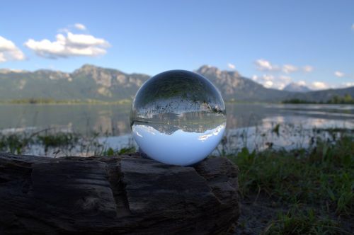 Stiklo Rutulys, Pasaulio Vaizdas, Rutulys, Alpių, Panorama, Ežeras Forggensee, Perspektyva, Kraštovaizdis