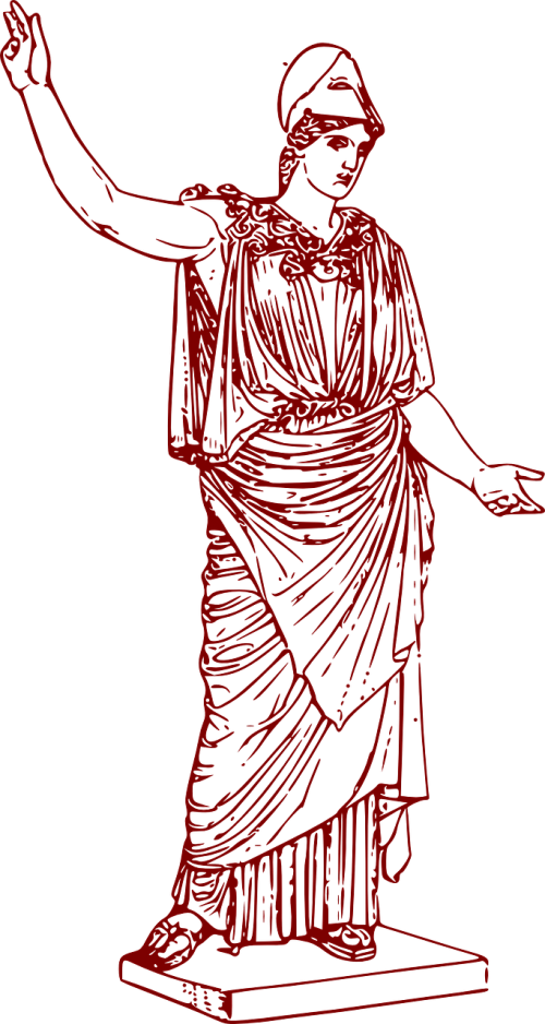 Deivė, Graikų Kalba, Athena, Statula, Tunika, Pirštai, Ranka, Gestas, Atviras, Nemokama Vektorinė Grafika